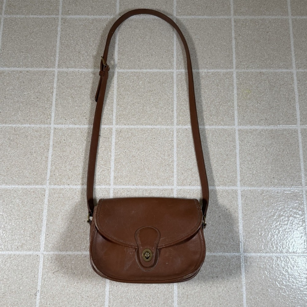 Vintage COACH 9954 Brown Leather Prairie Bag Turnlock Crossbody Old Coach USA